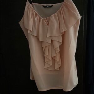 Spense Orange Sleeveless Ruffled Blouse